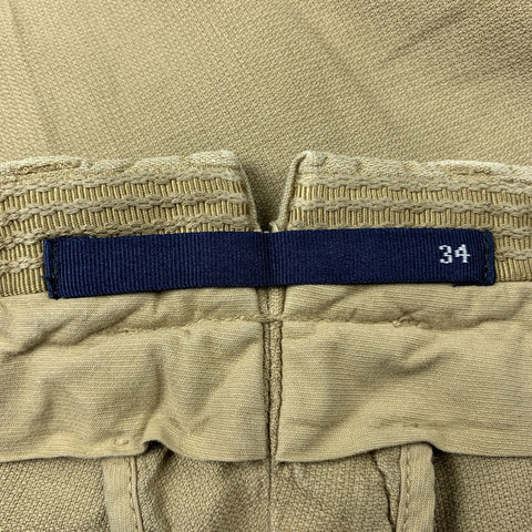 INCOTEX Size 34 Tan Solid Cotton / Linen Zip Fly Casual Pants