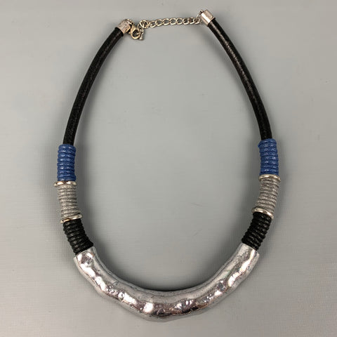 Collier VINTAGE en argent bleu noir