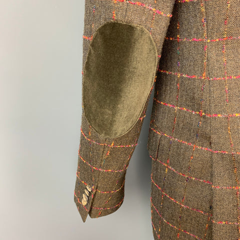 TED BAKER Size 38 Brown & Fuchsia Window Pane Wool Sport Coat