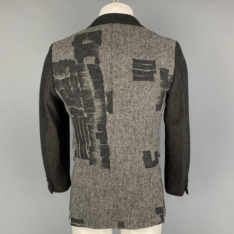 COMME des GARCONS HOMME DEUX Size S Charcoal Grey Black Herringbone Sport Coat