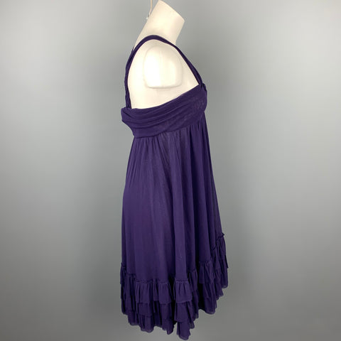 JEAN PAUL GAULTIER Size M Eggplant Purple Tulle Polimide Cocktail Dress