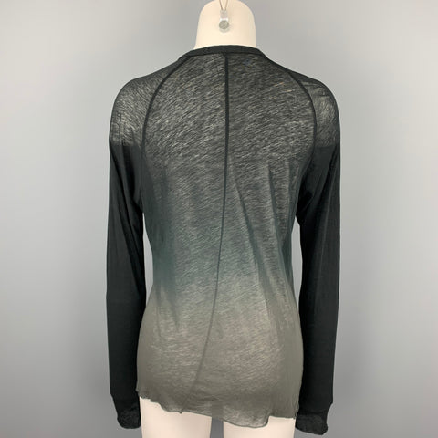 THE VIRIDI-ANNE Size S Grey Ombre Cotton Asymmetrical Cardigan
