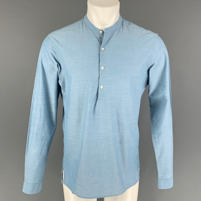 SANDRO Size M Light Blue Cotton Henley Long Sleeve Shirt