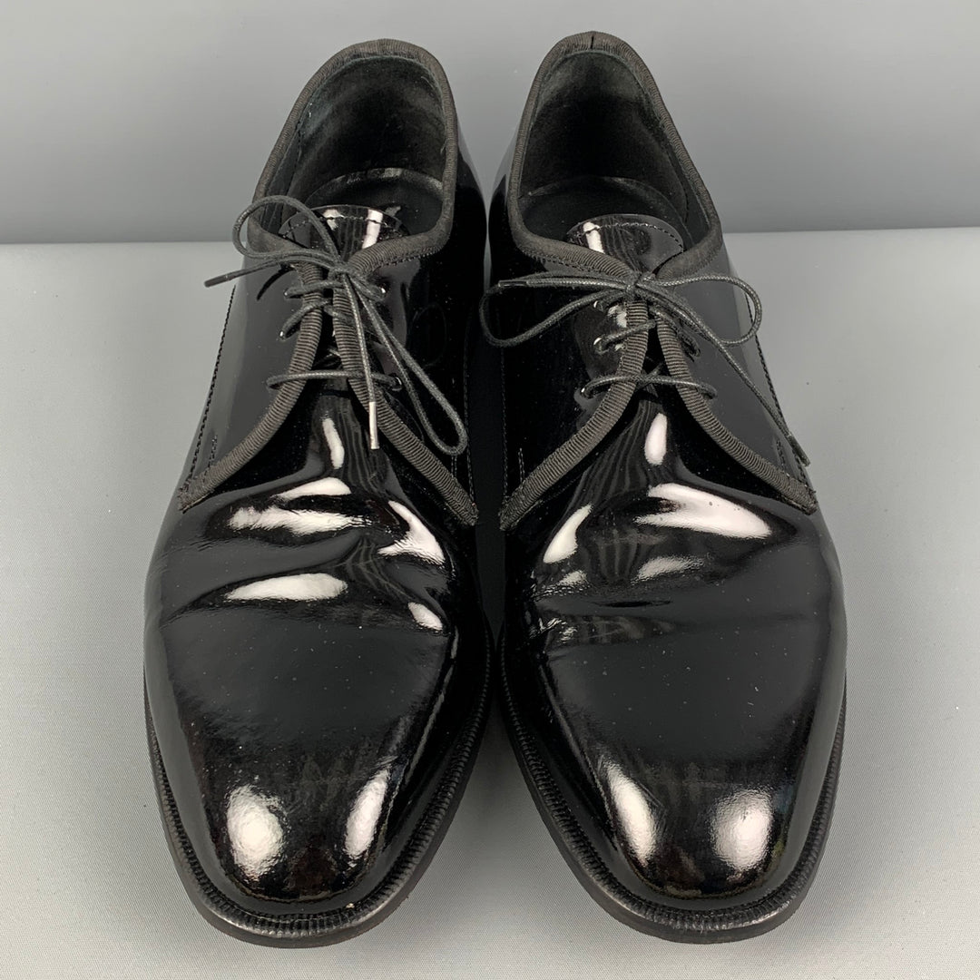 PRONTO UOMO Size 11.5 Black Patent Leather Lace Up Shoes