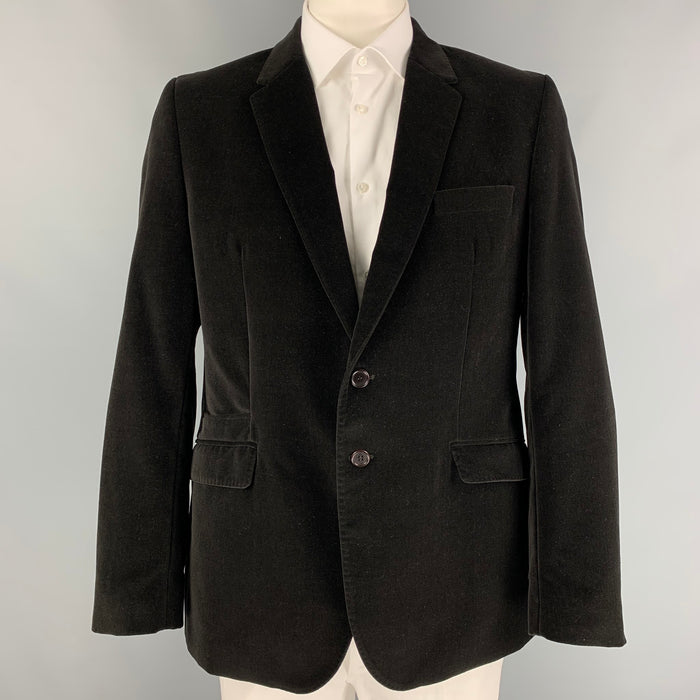 PS by PAUL SMITH Talla 46 Abrigo deportivo con solapa de muesca de algodón y terciopelo marrón
