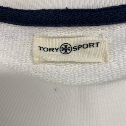 TORY BURCH Taille S Sweat-shirt à col rond en coton blanc