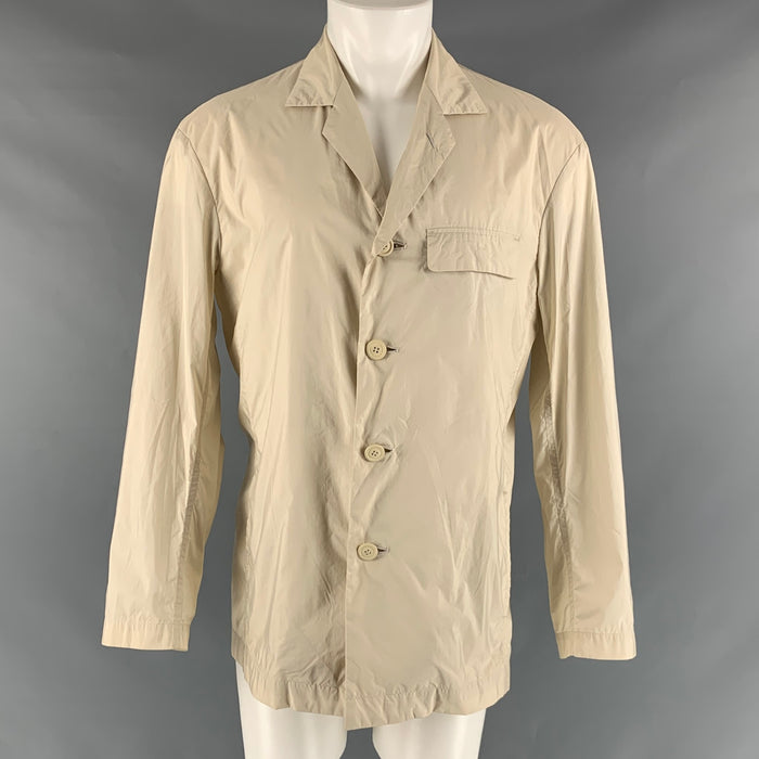 ISSEY MIYAKE Size 40 Beige Solid Nylon Notch Lapel Jacket