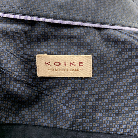 KOIKE Size M Navy Print Cotton Button Up Long Sleeve Shirt