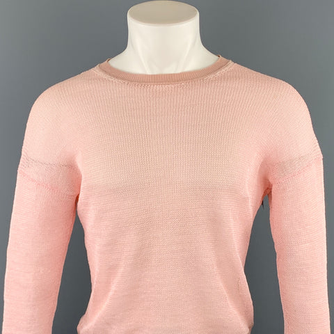 JIL SANDER Size M Pink Mesh Paper Crew-Neck Pullover