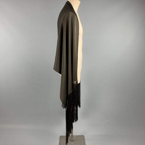 JOHN GALLIANO Solid Brown Fringe Scarf