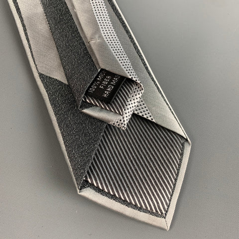 VINTAGE Silver Grey Microfiber Satin Tie