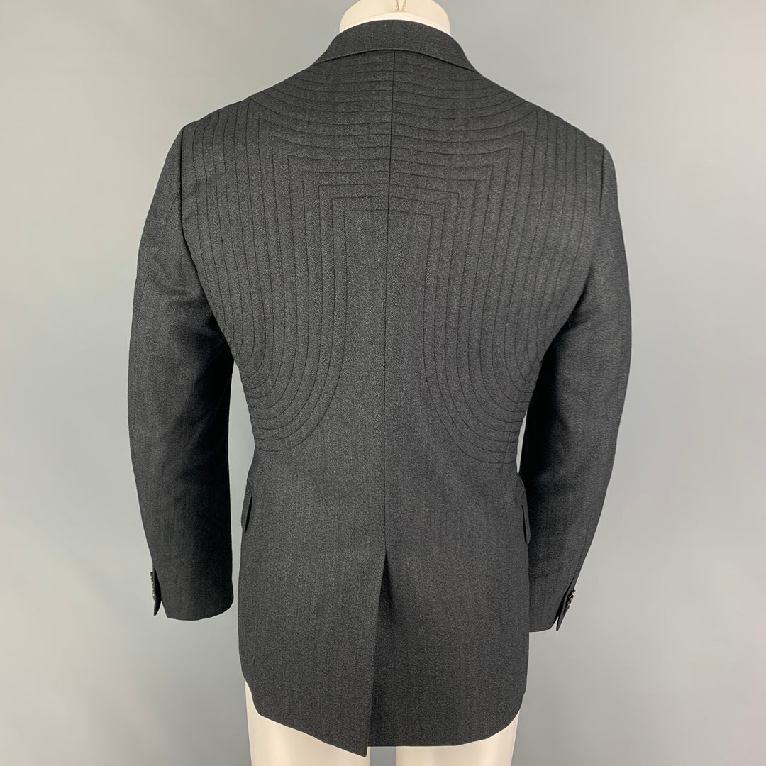 ALEXANDER MCQUEEN FW 09 Size 40 Charcoal Quilted Wool Notch Lapel Sport Coat