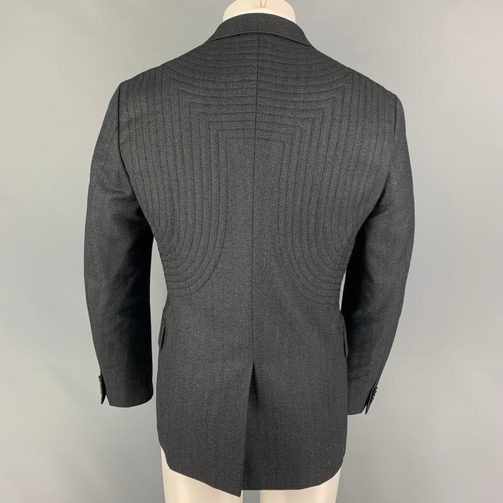 ALEXANDER MCQUEEN FW 09 Size 40 Charcoal Quilted Wool Notch Lapel Sport Coat