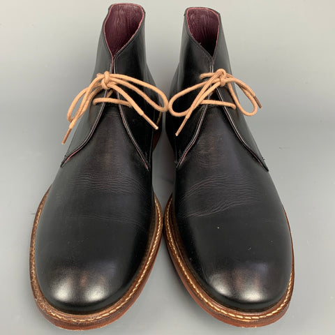 TED BAKER Taille 12 Bottes Chukka à lacets en cuir noir