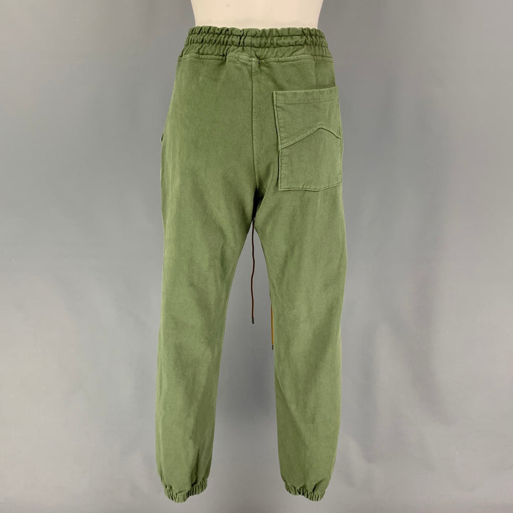 RHUDE Size XS Green Cotton Embroidered Sweatpants