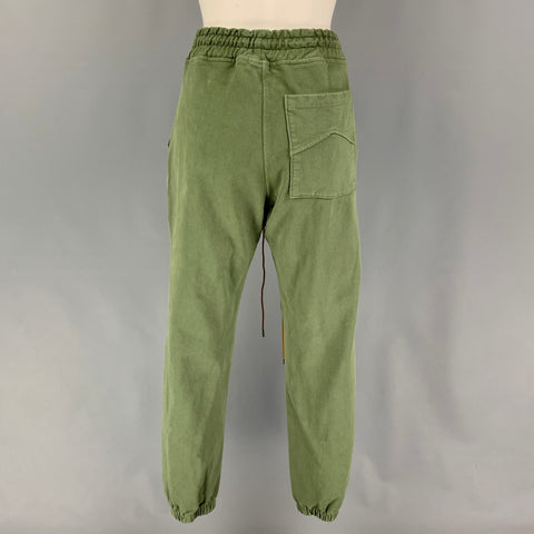 Pantalon de survêtement brodé en coton vert taille XS RHUDE