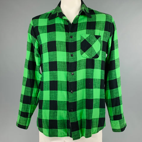RAG &amp; BONE Taille L Chemise à manches longues en coton à carreaux Buffalo noir vert