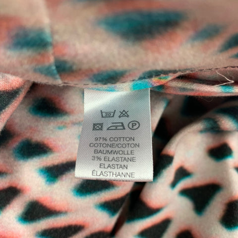 PAUL SMITH Size 32 Pink & Aqua Print Cotton  Zip Fly Dress Pants