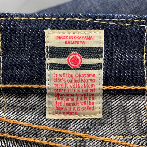MOMOTARO x CONTEXT CLOTHING Size 33 Indigo Contrast Stitch Selvedge Denim Button Fly Jeans