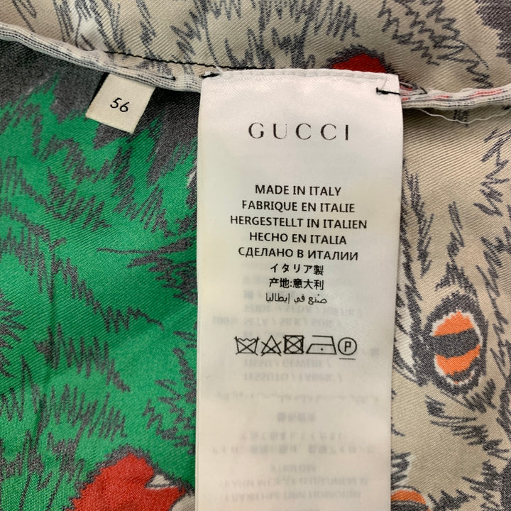 Camisa de manga corta Campamento de seda con estampado multicolor talla XXL de GUCCI