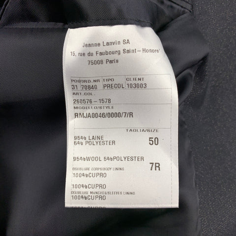 LANVIN Taille 40 Manteau de sport à col châle en mélange de laine scintillante noir et argent