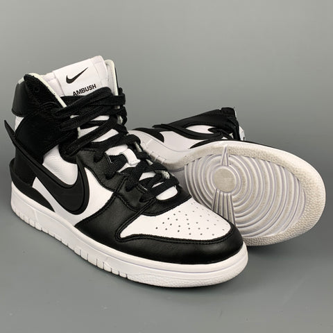 NIKE x AMBUSH Size 6 Black Leather Dunk High SP Sneakers