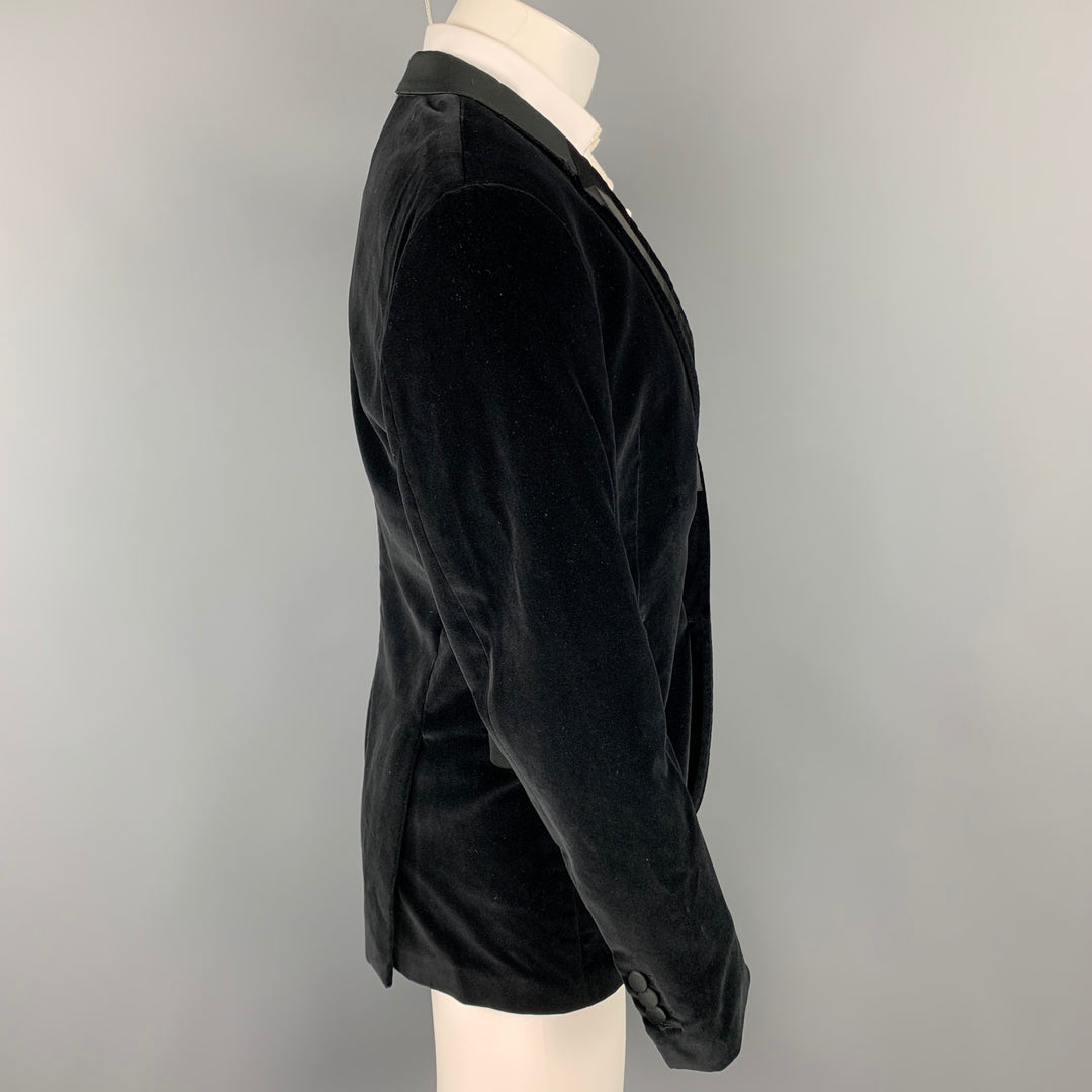 NEIL BARRETT Size 40 Black Velvet Notch Lapel Sport Coat