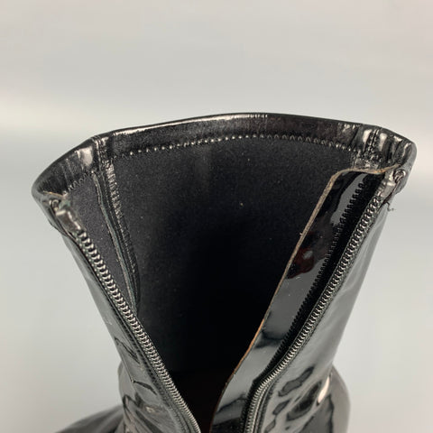AMINA MUADDI Size 7 Black Patent Leather Pointed Toe Boots
