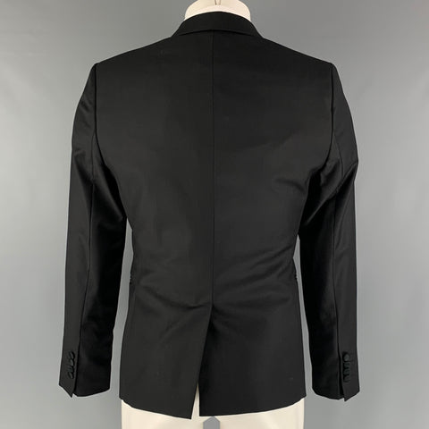 EMPORIO ARMANI Size 36 Black Solid Wool Tuxedo Sport Coat