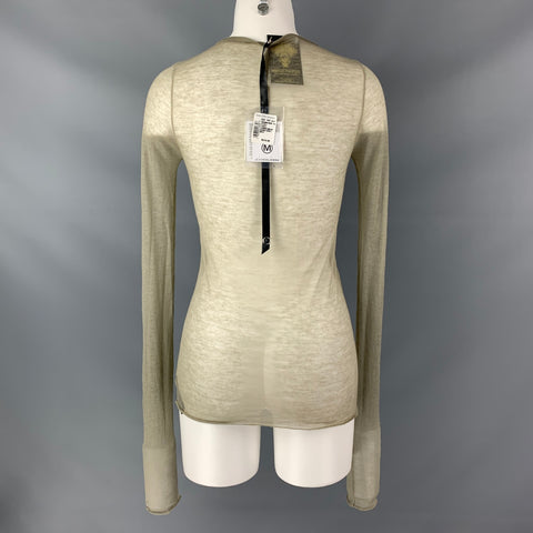 JEAN COLONNA Size M Green Cashmere Solid Long Sleeve T-Shirt