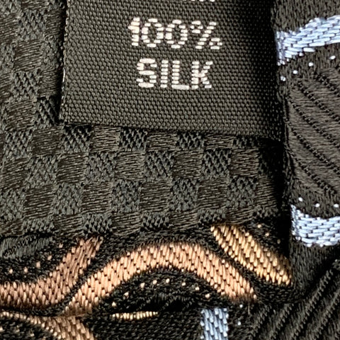 LAURANT BENON Black Blue Print Silk Tie