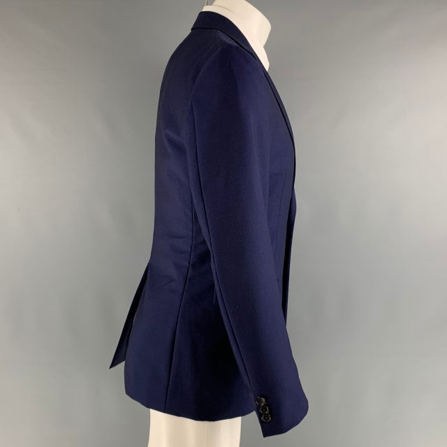 JIL SANDER Size 38 Royal Blue Solid Wool Mohair Notch Lapel Sport