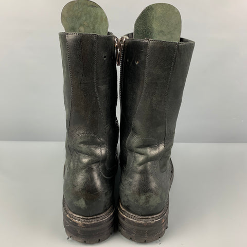 RICK OWENS Botas militares altas de cuero negro talla 10