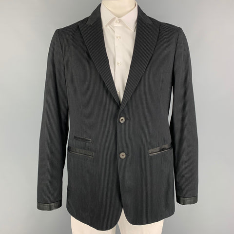 JOHN VARVATOS Talla 42 Abrigo deportivo de mezcla de algodón a rayas negras y grises