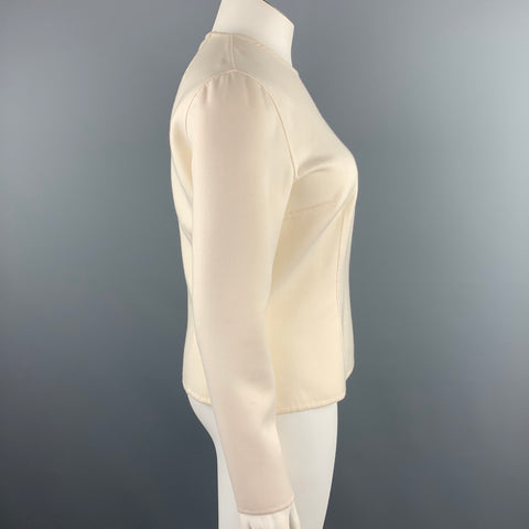 ESME VIE Size 12 Cream Wool Crew-Neck Long Sleeve Pullover