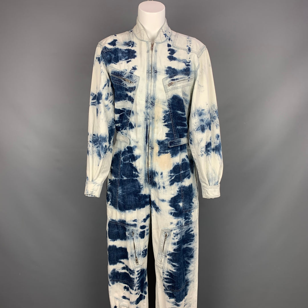 STELLA McCARTNEY SS 2020 Size 4 Blue Cotton Acid-Wash Denim Jumpsuit