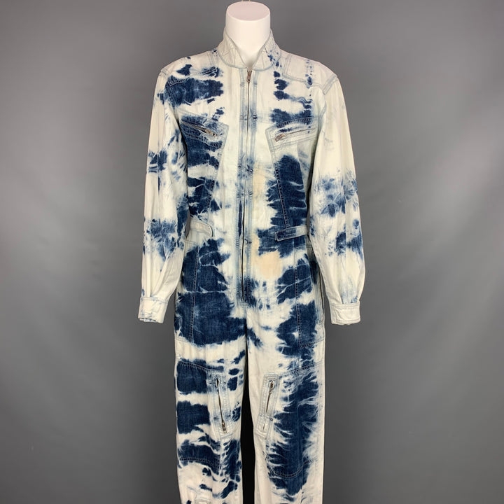 STELLA McCARTNEY SS 2020 Size 4 Blue Cotton Acid-Wash Denim Jumpsuit