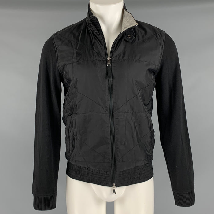 HUGO BOSS Size S Black Mixed Fabrics Cotton Nylon Zip Up Jacket