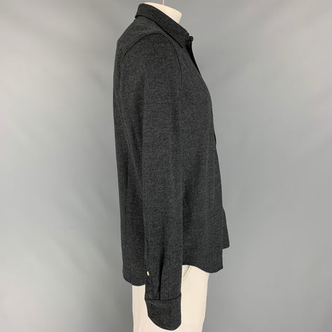 RAG & BONE Size L Charcoal Wool Button Up Long Sleeve Shirt