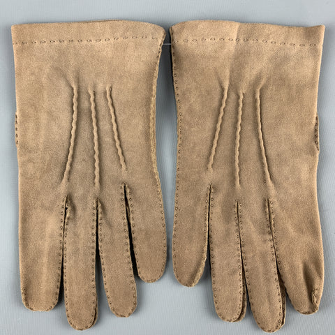 VINTAGE Taille S Gants en daim taupe
