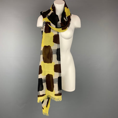 KATE SPADE Brown & Yellow Color Block Wool Scarf