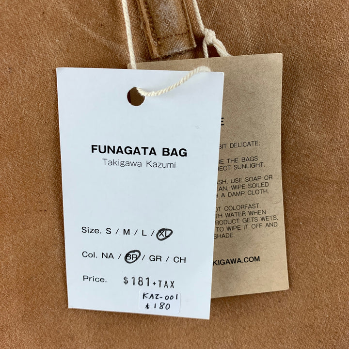 KAZUMI TAKIGAWA Tan Waxed Canvas Tote Bags