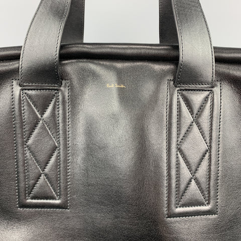 PAUL SMITH Black Leather Triple Handle Weekender Bag