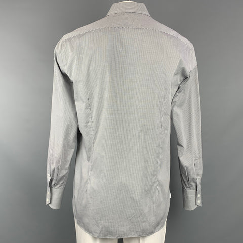 TOM FORD Size XL Black & White Grid Cotton Button Up Long Sleeve Shirt