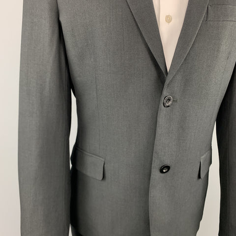 MARC JACOBS Size 38 Solid Black Wool Blend Woven Notch Lapel Suit