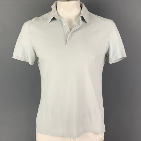 ERMENEGILDO ZEGNA Size M Light Blue Cotton Short Sleeve Polo