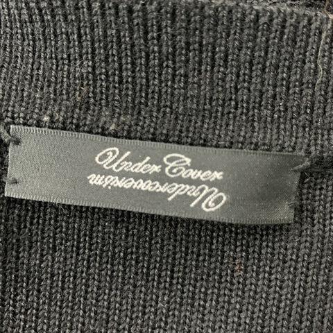 UNDERCOVER Size L Black Knit Wool Zip Up & Buttons Cardigan