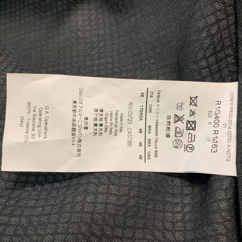 EMPORIO ARMANI Size 38 Charcoal Grey Wool Notch Lapel Sport Coat