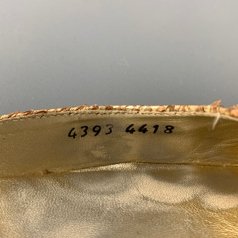 PRADA Lauren Size 9.5 Gold & Cognac Alligator Slingback Sandals