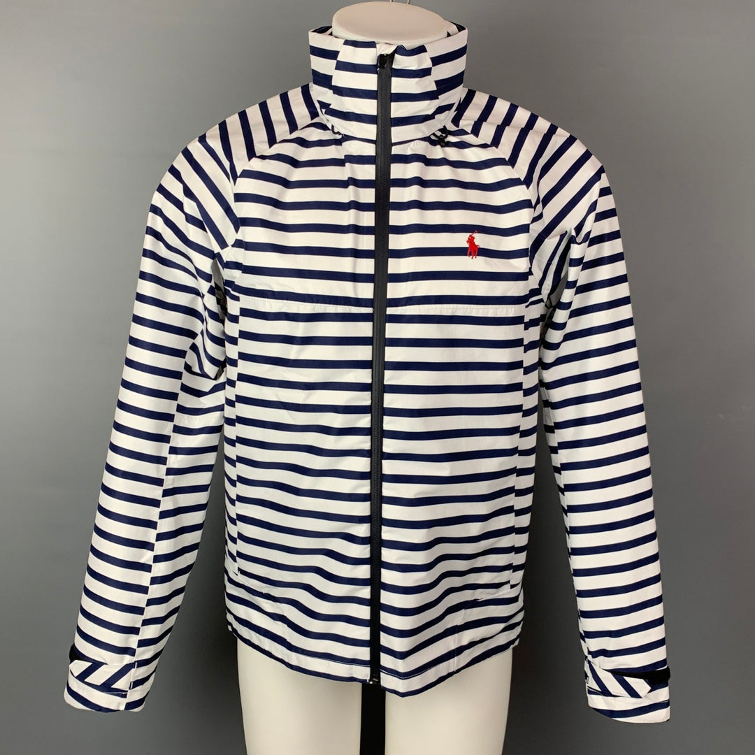 POLO by RALPH LAUREN Size S Navy & White Stripe Polyester Nautical Jacket